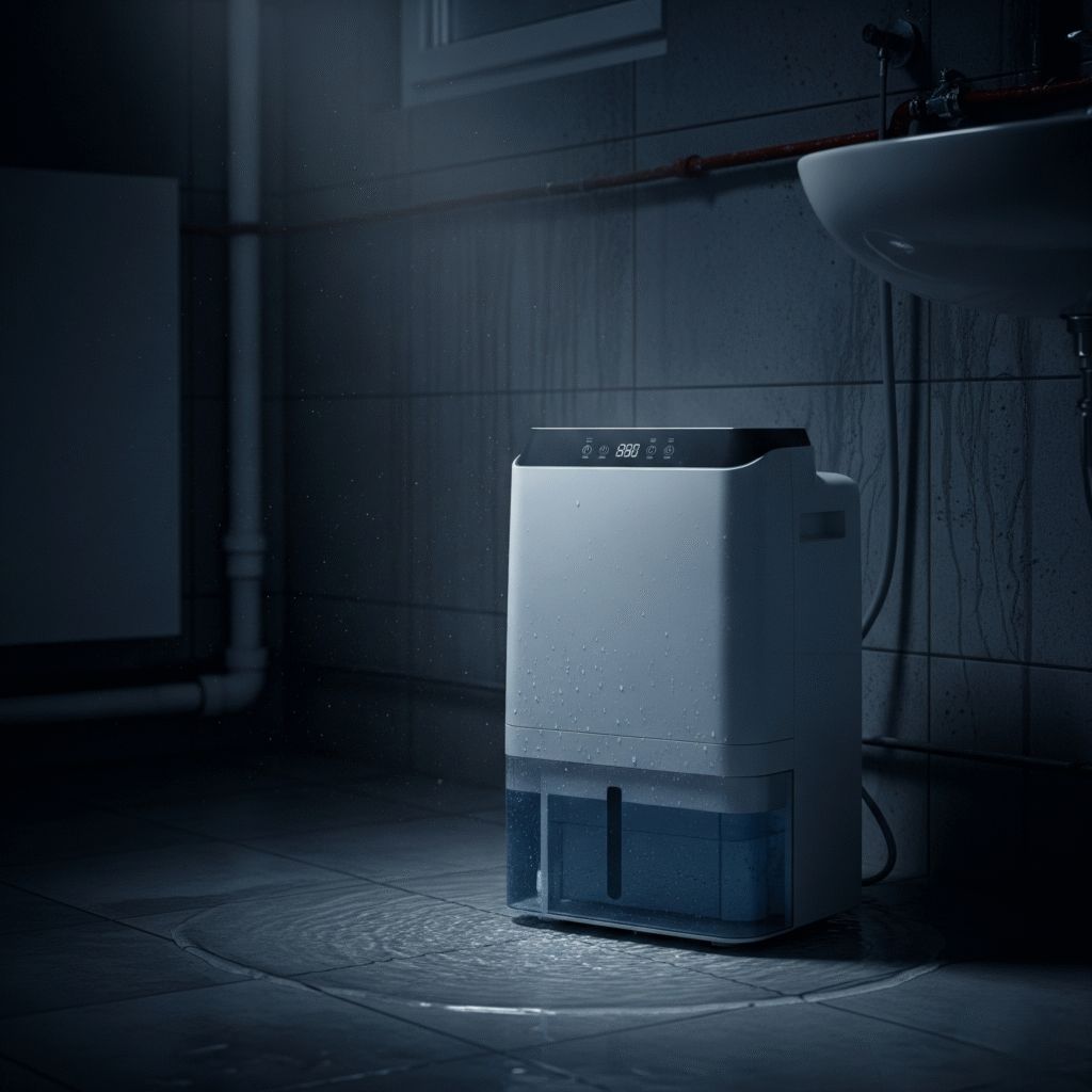dehumidifier running in bathroom