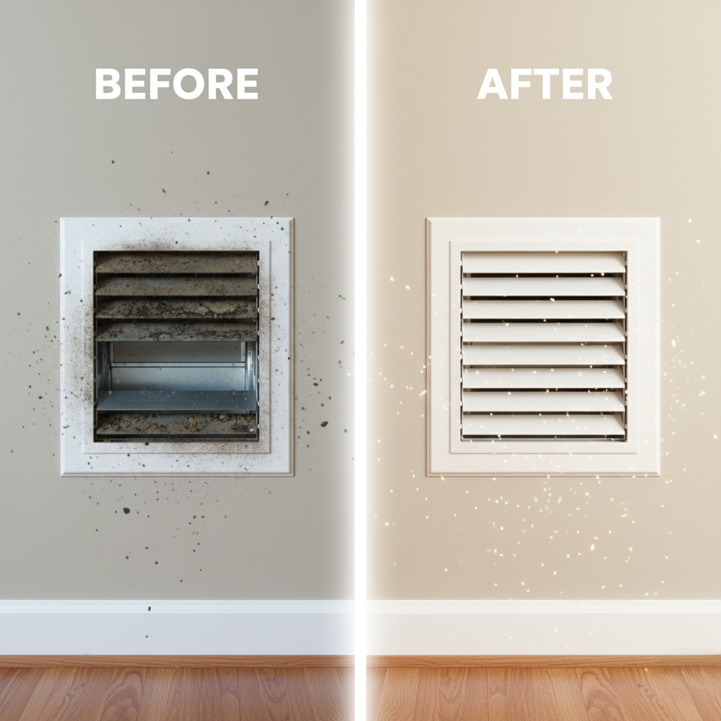 dirty vs. clean air ducts.