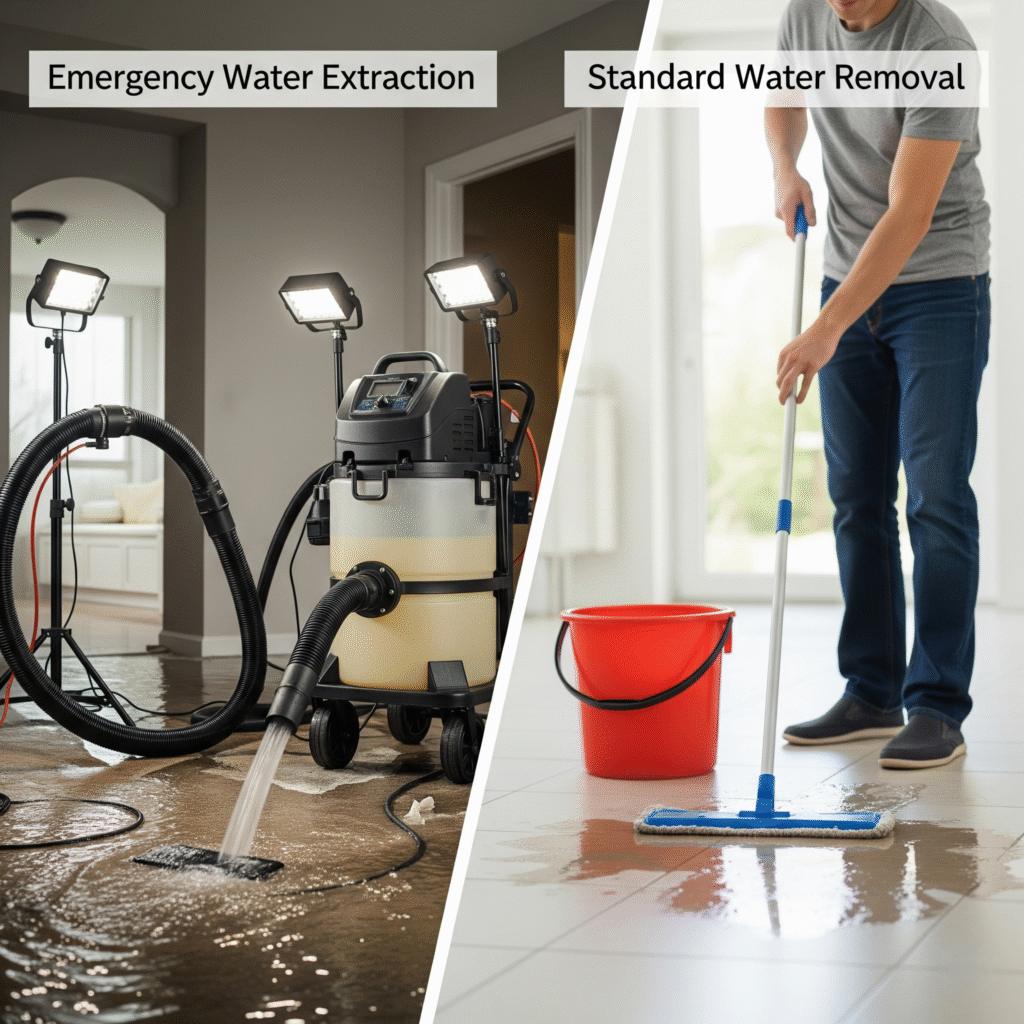 emergency extraction equipment vs. standard water removal.
