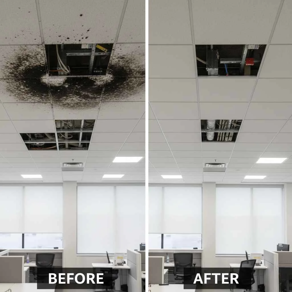 before and after commercial mold remediation results