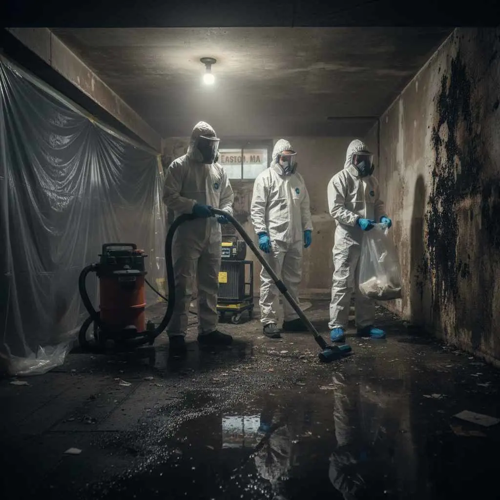 professional mold remediation team in protective gear