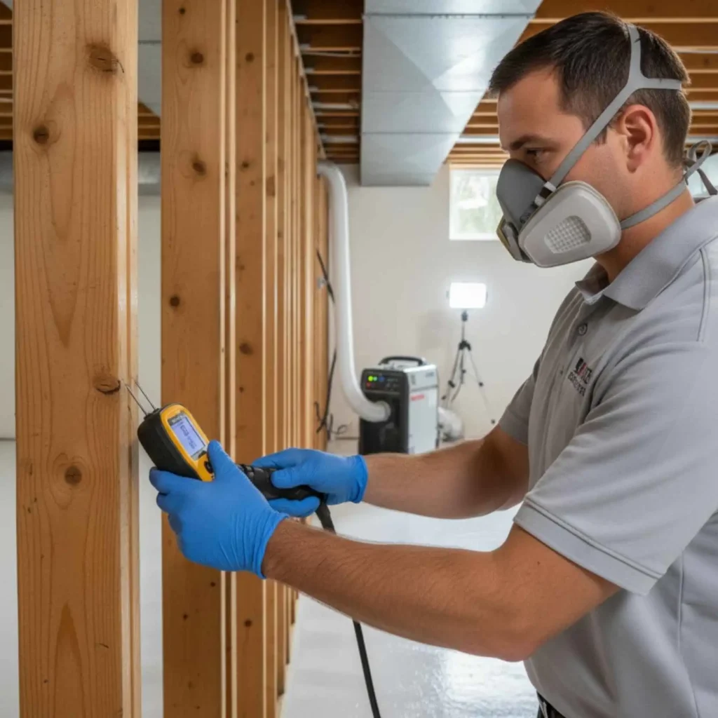 technician using moisture meter