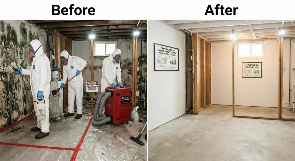 beforeafter mold removal comparison