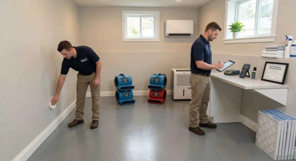 clean, restored basement after mold remediation.