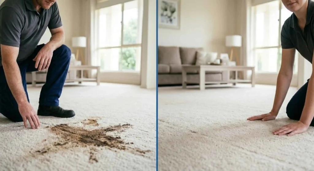 showing before and after stain removal