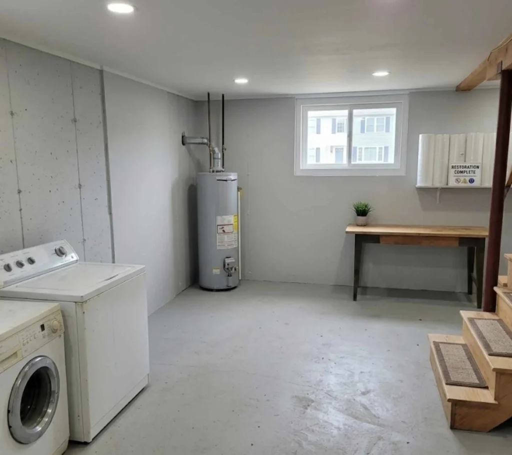 Clean restored basement after professional mold cleanup in Brockton MA home