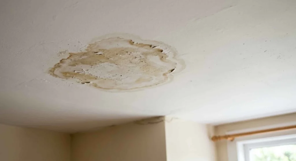 water damage on ceiling